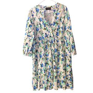Donna Morgan Floral Print Dress Lightweight 3/4 Sleeve Size 18NWT
